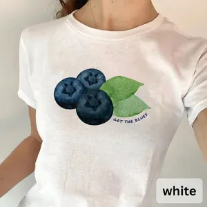 [Sale Up To 30%]Blueberry Fruit Graphic Y2k 2000's Baby Tee, Y2K Trendy Summer Clothing, Fruit Graphic Tee