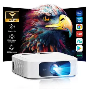 [US Warehouse]Smart Projector , High ANSI Lumens, 1080P Native, Auto Keystone, Dual WiFi 6, BT 5.4.  Android  Portable Outdoor Movie Projector for Home, Backyard, Camping