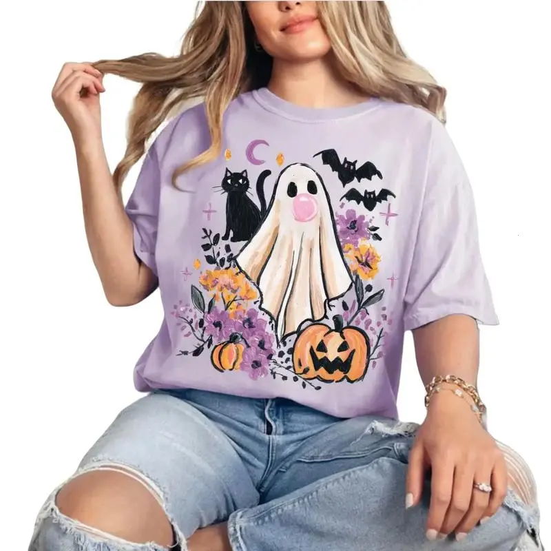 Bubblegum Ghost, Cute Halloween Ghost, Spooky Cat Pumpkin, Girly Halloween, Trendy Ghost T-shirtBubblegum Ghost, Cute Halloween Ghost, Spooky Cat Pumpkin, Girly Halloween, Trendy Ghost T-shirt