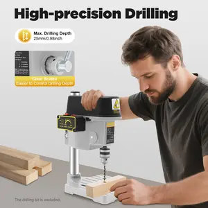 340W Mini Bench Drill Press 3-Speed 0-16000rpm 0.04-0.39in Chuck for DIY Craft Wood Plastic Metal Jewelry Model Drilling