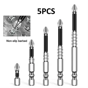5PCS High Magnetic Screwdriver Drill Bit Set (50L, 65L, 70L, 90L, 150L Sizes), High Strength Non-Slip Durable Bits for Universal Electric Tools, Screwdriver Drill Bits