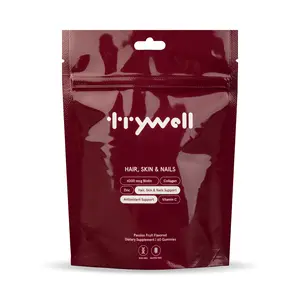 trywell Hair, Skin & Nails Gummies - Biotin + Vitamins A, C, E + Zinc - Daily Beauty Support for Healthy Hair, Strong Nails & Glowing Skin - Antioxidant support - Strawberry Flavor - 60 Gummies