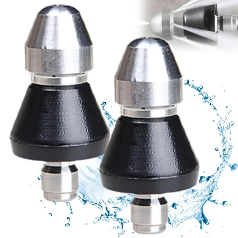 2pcs Stainless Steel Sewer Jetter Nozzles Kit, High-Pressure Bathroom Pipeline Unclogger Tool for Home Sewerage Maintenance