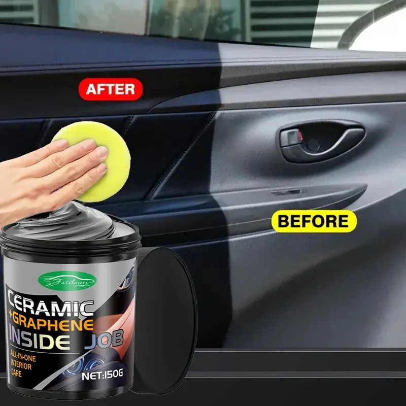 New HUB Ceramic Glaze & Graphene Car Interior Care Wax, 150g, for Dashboard, Seats, Center Console, Car Cleaner