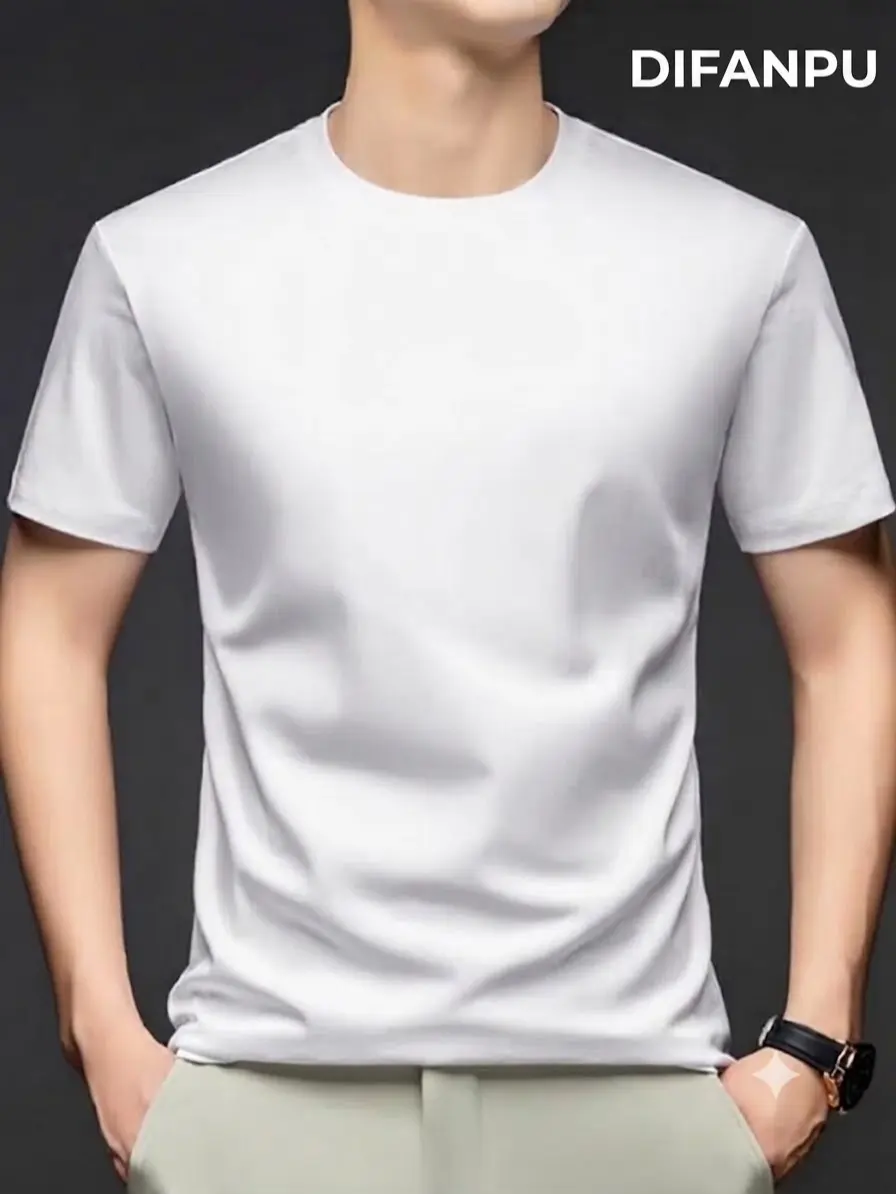 DIFANPU Menswear Plain Short-Sleeve Round Neck Regular Fit Mustard Yellow Men's Tops T-Shirt - Comfortable and Stylish, Shortsleeve