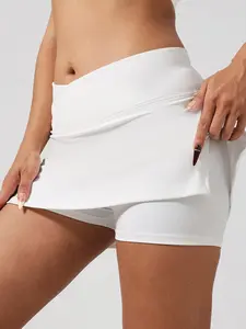 Solid-Color Athletic T-Shirt Set Women's Sportswear Set, Slim-Fit RoundNeck Short Sleeves & High-Waisted YogaPants, Ideal for Gym Running OutdoorActivities, Stretchy Suit Set, Fitness Outfits,Workout Running Outfits TK016