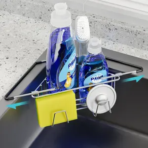 NiHome Extendable Arm Stainless Steel Kitchen Sink Corner Caddy, Easy Install Sponge Holder for All Sink Types, Racks finnish drying rack organizer