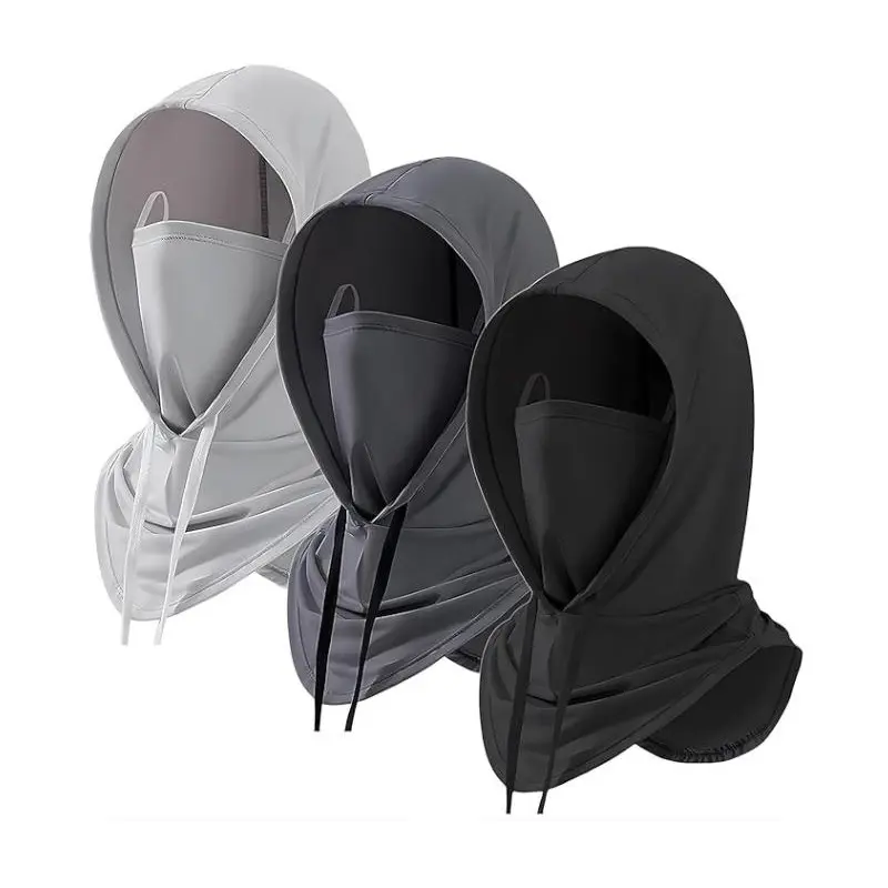 Yeomoo Balaclava 3 Pack, Cooling Shiesty Face Mask with UV Protection, Lightweight Breathable Hood for Cycling & Outdoor Sports, Full Balaclava, Synthetic, Face Covers, Polyester, Drawstring