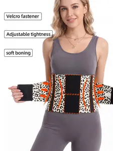 Leopard Pattern Shaping Waist Cincher, Dual Velcro Abdominal Binder, Strong Compression for Fitness, Postpartum Body Sculpting Belt