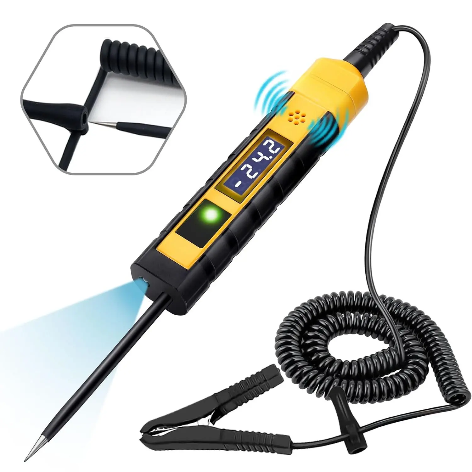 4-75V DC Automotive Test Light, LCD Digital Light Tester with Voltmeter, Heavy Duty Circuit Tester with Polarity Indicate and Illuminating Lights, Fuse  Tester Auto Electrical Tool