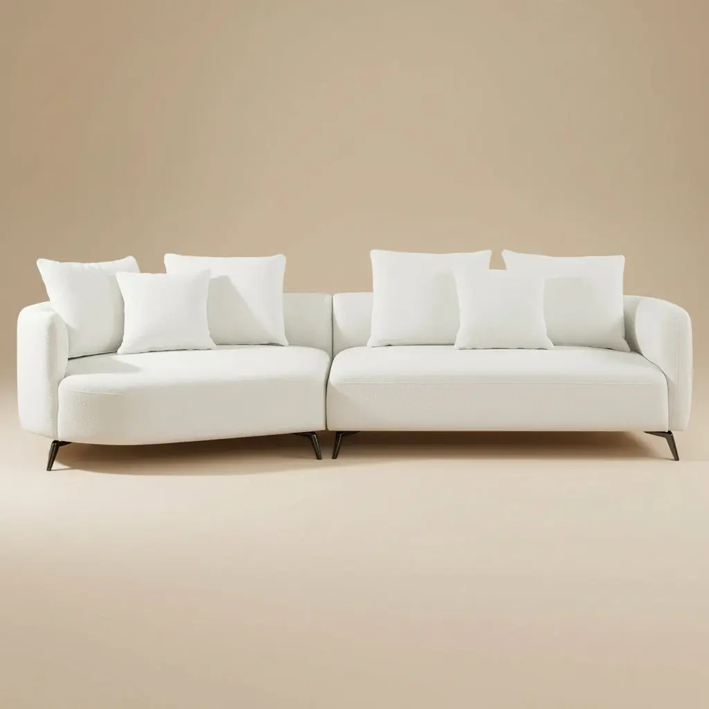 Lusia Ivory Boucle Sectional Sofa Left