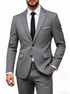 Men's Multi-Color Suit Two-Piece Set, Groomsmen Wedding Suit Business Casual Meeting Formal Wear, Fitted Slim Fit Plain Design, All Seasons, Business Suits Set