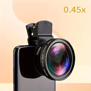 【FaddishDeal】Cell Phone Lens Accessory, 2-in-1 Clip-on Cell Phone 0.45x Wide Angle + Macro Lens HD Smartphone Close-up Shooting Accessory.
