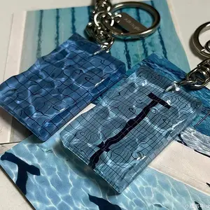 Creative Swimming Pool Keychain Wavy Keychain Decorations Car Key Ring Swimming Pool Keychain Alltaglich Pendant Swimmer's Gift