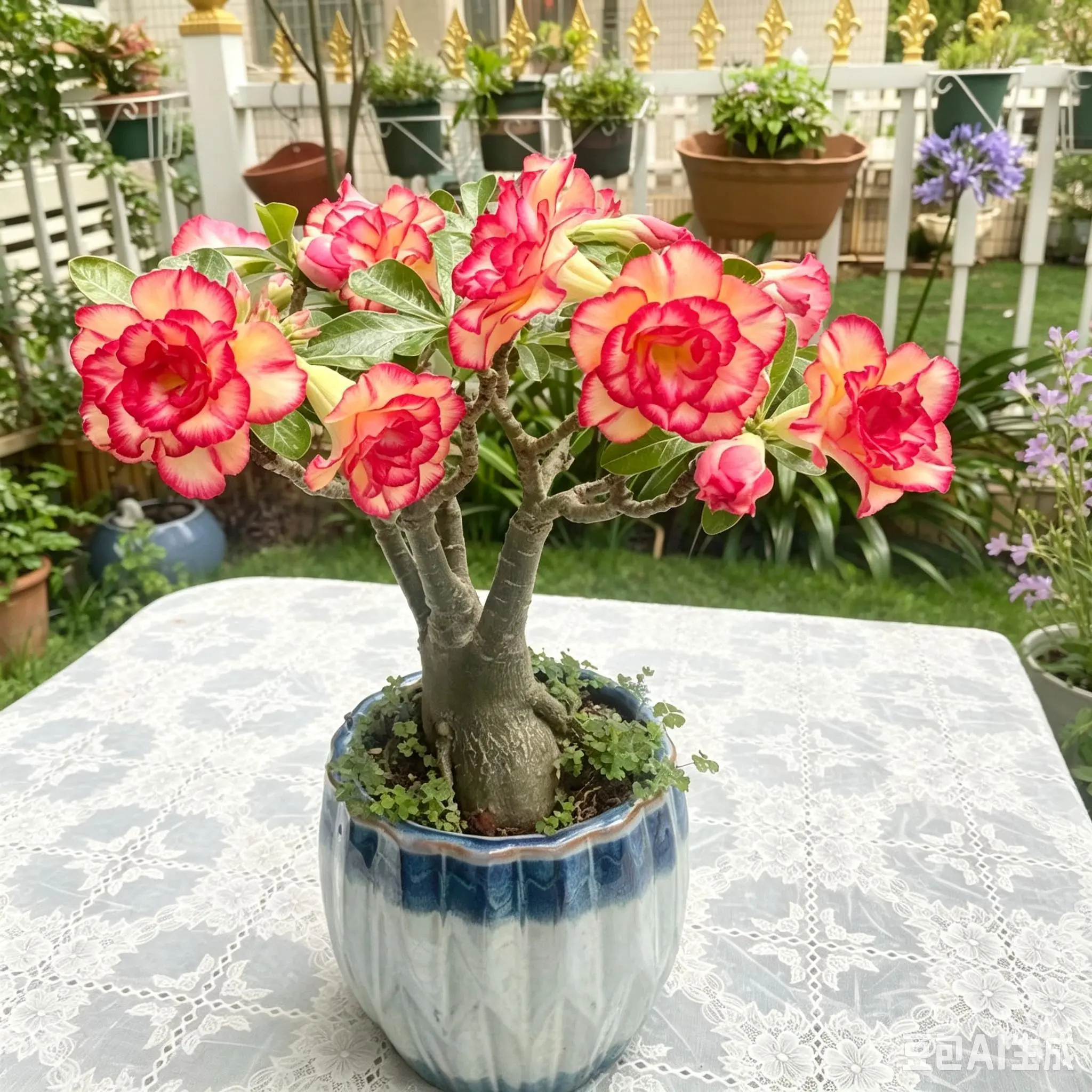 Desert Rose Adenium Obesum Live Succulent - Bonsai Shape Bagged Seedling, Perennial Houseplants, Potted Plants, Flowering Ornamental Plants Decor for Home Improvement