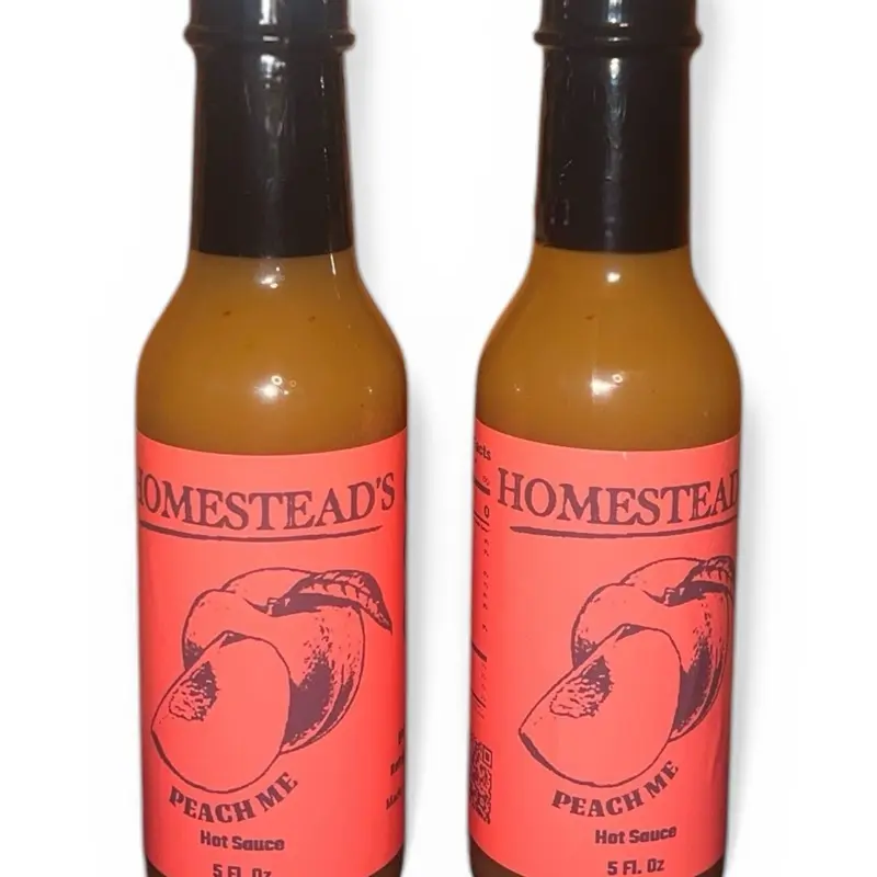 Homestead’s Peach Me Hot Sauce 2 Pack, Hot Sauce Duo, Peach Sauce, Sweet & Spicy, flavor, Dip, sugar-free