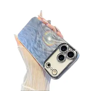 Luxury Glitter Feather Yarn iPhone Case For X XS XR 11 12 13 14 15 16 17 Pro Max Plus | Electroplated Camera Frame Glitter Lens Film | Shockproof Airbag Soft Protective Case