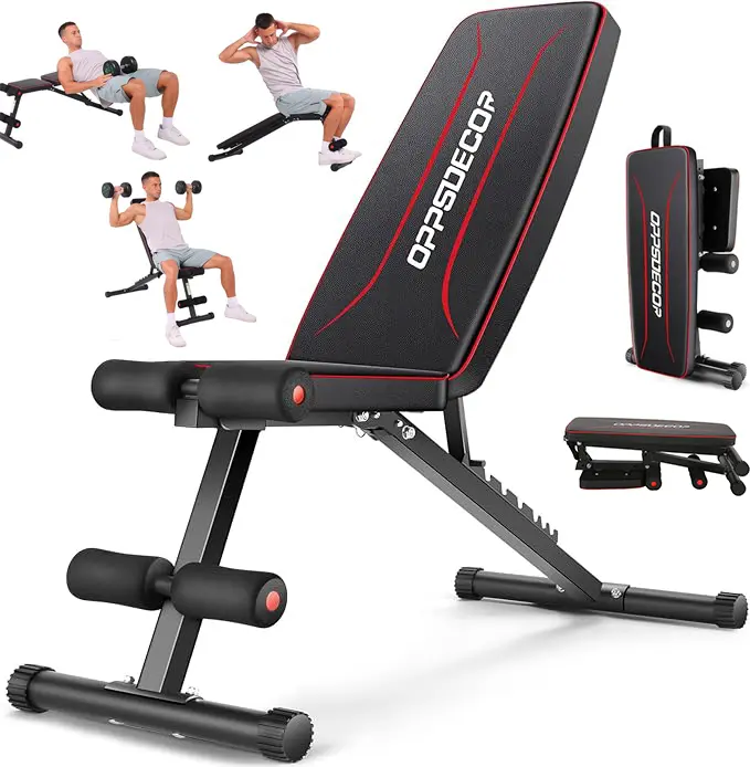 OPPSDECOR Adjustable Weight Bench for Home Gym, 660LBS Capacity Workout Bench with 8 Backrests for Chest Shoulders Arms, Compact and Foldable Strength Bench for Small Space Apartment Room,summerwins,father'sdaygifts(Black,White,Pink)