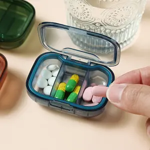 Compact Mini Pill Box, Ultra Compact Weekly Medicine, Vitamin & Supplement Organizer, Healthcare, Dustproof 3-Grid Safe Storage Case, Portable Design for Travel & Home Use, Organization
