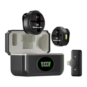 Wireless Lavalier Microphone AI Intelligent Noise Reduction Round Magnetic Clip-on Mic for Live Streaming