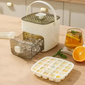 Press-type Ice Bucket Set, 48-grid Ice Cube Tray with Lid & Storage Box & Ice Tongs, Bar Utensils, Home Bar Accessories for Whiskey, Cocktail, Coffee & DIY, Whiskey Ice Cubes Mold, Ice Molds