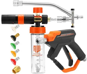 RIDGE WASHER Pressure Washer Mini Foam Cannon with Dual Connector Accessory, No Dilution Required, Stainless Steel Wand for Foam Blaster, 1/4" Quick Connect, 4000 PSI, 200 ML