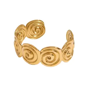 Spiral Cuff Bangle Bracelet - Stainless Steel