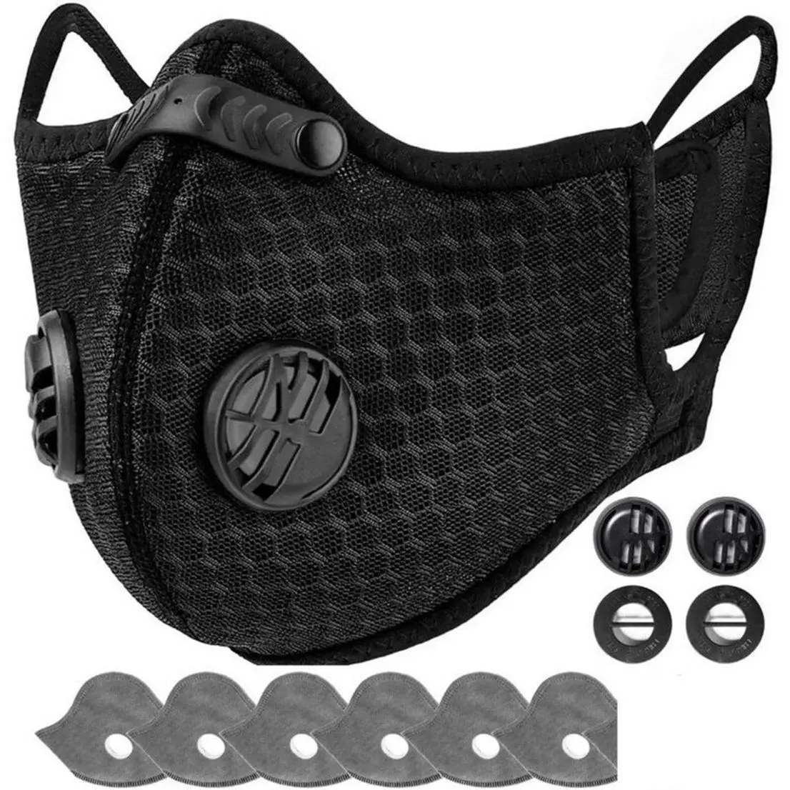 2 Pack Sports Mask with Valves & Filters, Mesh Fabric Dustproof Face Mask for Biking, Hiking & Gym,summervibes tiktokshopbacktoschool
