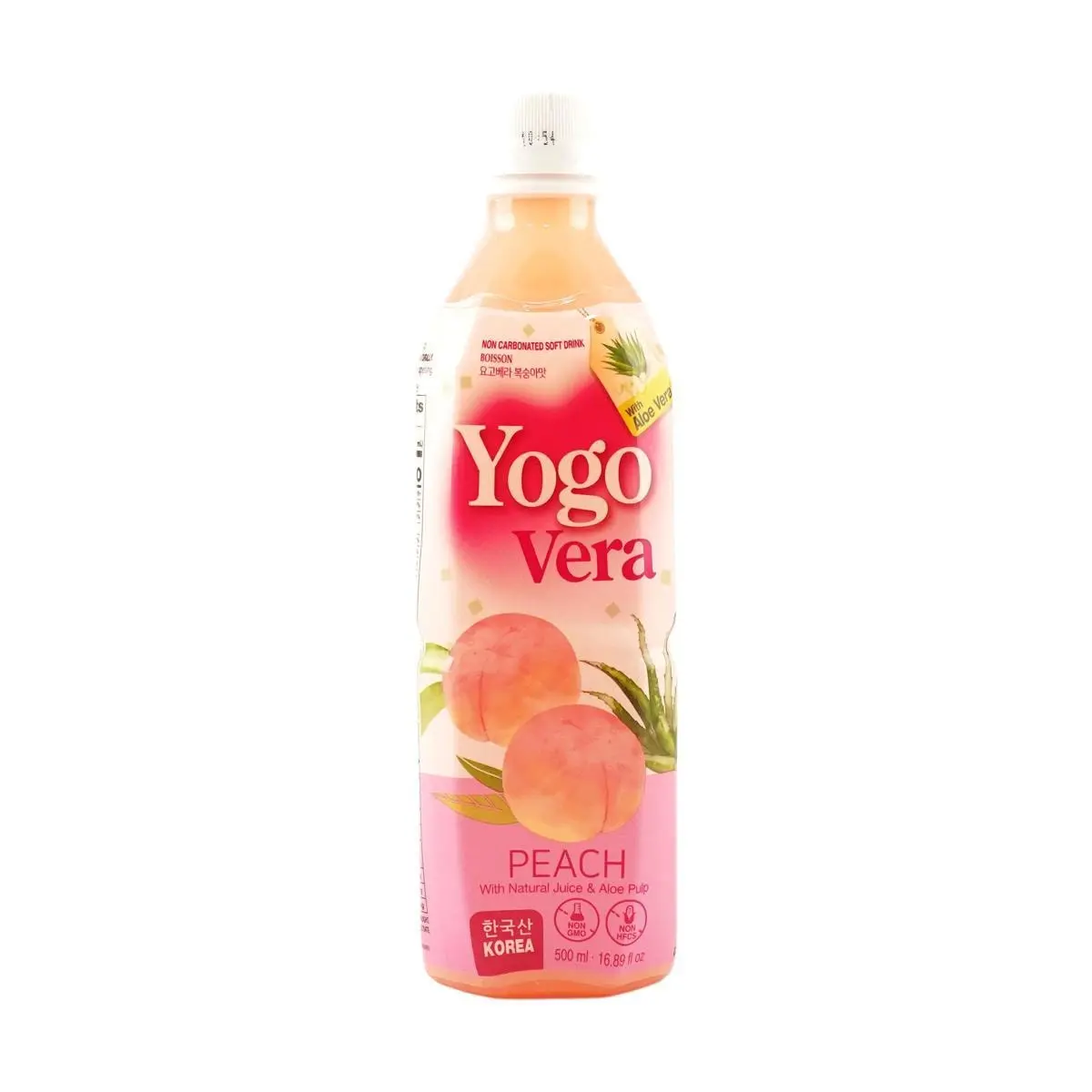 YOGO VERA Aloe Peach Juice Drink 500ml - Real Fruit Pulp, Korean Beverage, Natural Flavor