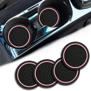 Cup Holder Coasters,  Automotive Interior Accessories Mat,2.75 Inch Non-Slip Insert Water Bottle Holder Pads, Universal for , , RVs and  (Black/, 4 count)
