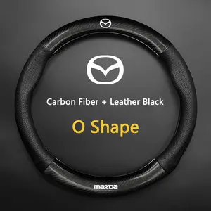 Carbon Fiber Leather Car Steering Wheel Cover Breathable Anti Slip Cover For Mazda 2 Mazda 3 MS Mazda 6 CX-5 CX3 Accessories