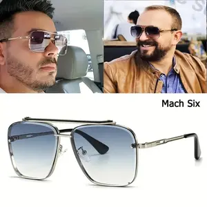 Retro Square Aviator Sunglasses, Polarized Gradient Lens Shades for Men & Women, Luxury Metal Frame Vintage Eyewear, Durable Mach Style Sunnies, Perfect for Summer Beach & Outdoor Driving trendy casual stylish glass vision correction affordable uv400 rave