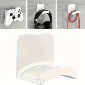 No Punch Wall Mount Headphone Holder - Easy Installation, Durable Plastic Modern Design for Bedrooms, Bathrooms, Offices and Dorms - Space Saving Headphones and Headset Storage Hook