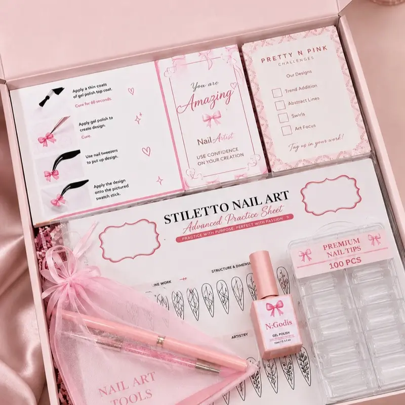 Ultimate Nail Art Practice Kit | 5 Reusable Training Sheets + Nail Art Kit Nail Design Kit Nail Set