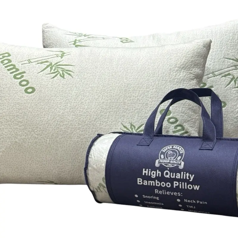 Bamboo Pillow - High Quality Bamboo, Relieves Neck Pain & Snoring, Ideal for Comfort and Support