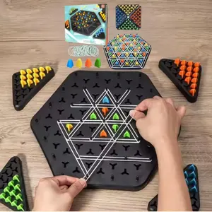 Endless Fun Triangle Chess Game, Triangle Chain Rubber Band Learning Kit, Triangle Chain Strategy Board Party Game, Family Board Games, Tabletop Games