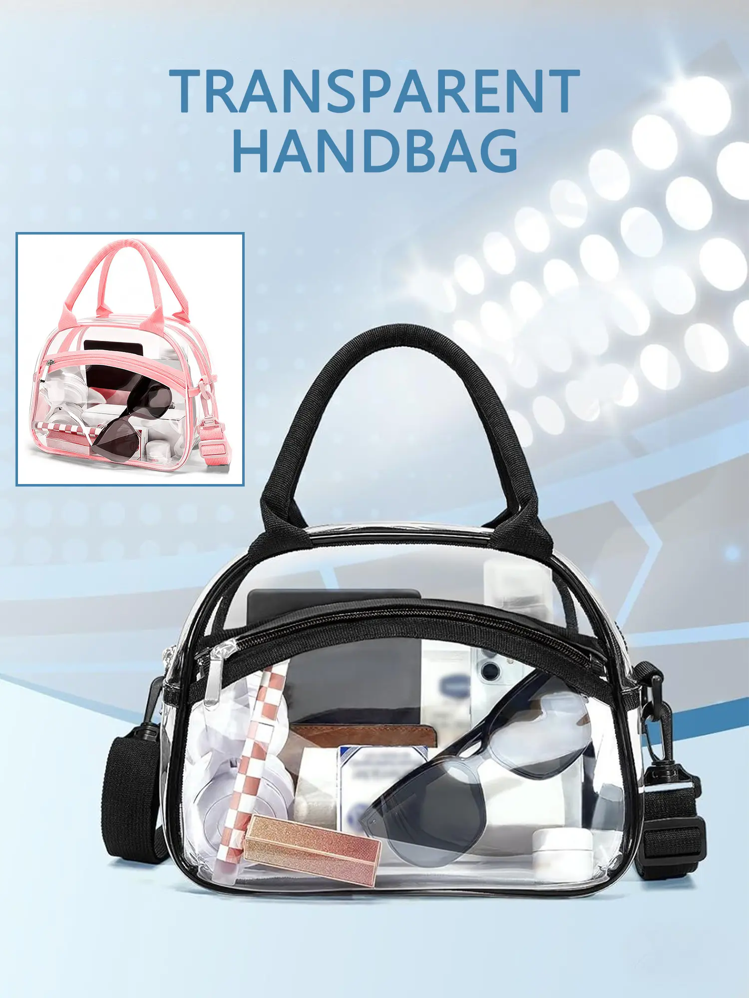 Women's Thick Transparent PVC Crossbody Bag - AZMT Adjustable Shoulder Straps, Business Casual Modest Fashion, Durable Daily Commuting Bag for Work, Travel, Crossbody Bags