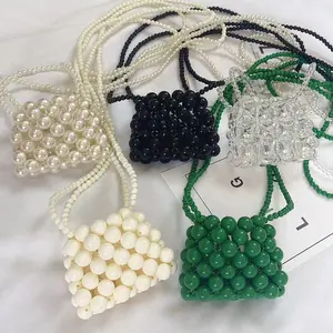 Women Handmade Vintage-Inspired Faux Pearl Mini Crossbody,Handcrafted Acrylic Beaded Bag,Lightweight for Daily Errands & Party Outfits,Kids & Adult Friendly,Must-Have for Y2K & Coquette Aesthetic,Great Gift for Her,YM91