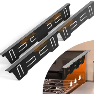 4-Piece Expandable Stainless Steel Stove Gap Cover, Adjustable Kitchen Appliance Kit, Heat-Resistant Design, Seamless Fit