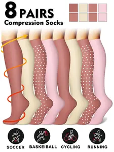 Compression Socks for Men & Women, 20-30mmhg Knee High Design, Running Performance Recovery, 8 Pairs for Circulation Support