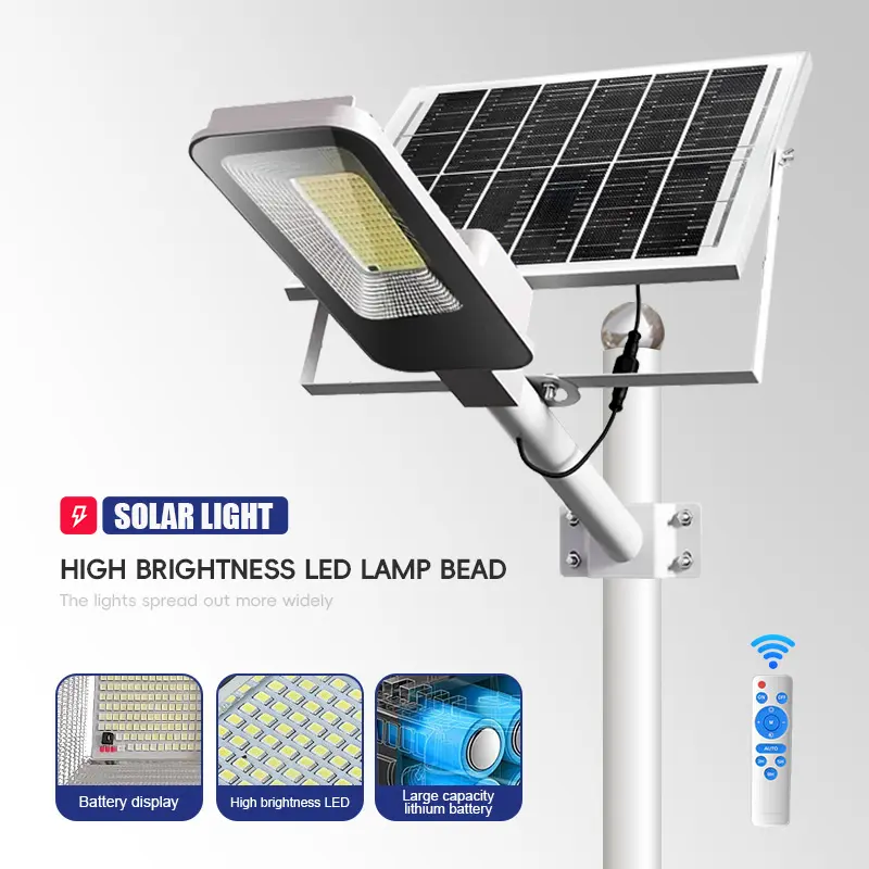 YASHUA 4A-6A Solar Street Light Outdoor - 140° Wide Angle, 12-24H Lighting Time, IPX4 Waterproof, Remote Control, 4000mAh-6000mAh for Yard & Garden (2pc)