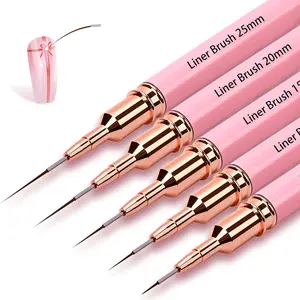 5Pcs Nail Art Liner Brushes,Liner Brush For Nails Gel,Thin Liner Nail Brush Set,Nail Art Striping Brushes,Painting Art Design Pen For Long Lines, Thin Details, Fine Drawing Sizes 5/9/13/20/25mm