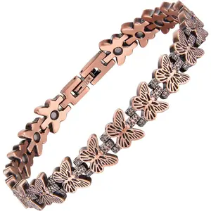 Women's 99.99% Pure Copper Magnetic Bracelet with 3500 Gauss Magnets, Adjustable with Sizing Tool & Gift Box, Therapeutic Jewelry Gift