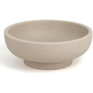 Large Decorative Bowl, Modern Handicraft Resin Bowls for Home Decor, Decorative Fruit Bowl for Kitchen Counter, Stylish Key Bowl for Entry Table, Artificial Stone Resin Beige