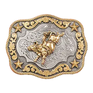 Nocona Youth Bullrider & Stars Rectangle Belt Buckle 3798902