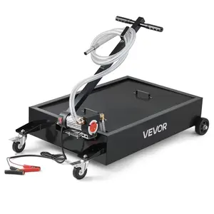 【DealsForYouDays】VEVOR Low Profile Oil Drain Pan, 15 Gallon Capacity, Rolling Oil Drain Pan with Electric Pump & 7.2 ft Hose, Leak-proof & Corrosion-resistant, Fit for Cars, SUVs, Trucks, Motorcycles, ATVs, Metal Auto Repair Trolley Heavy Duty Wagon