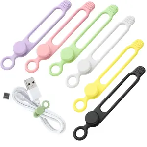 30Pcs Silicone Cable Straps Cord Organizer for Bundling Earphone, Phone Charger, Computer Cords, Reusable Cable Ties Wire Organizer in Home,Office,Kitchen,School (MultiColors)