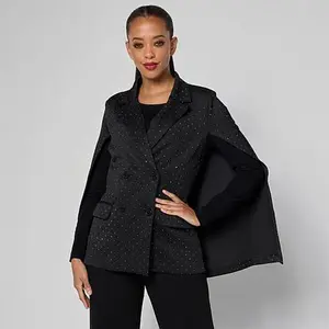 Vivica A. Fox Collection Rhinestone-Embellished Cape Jacket