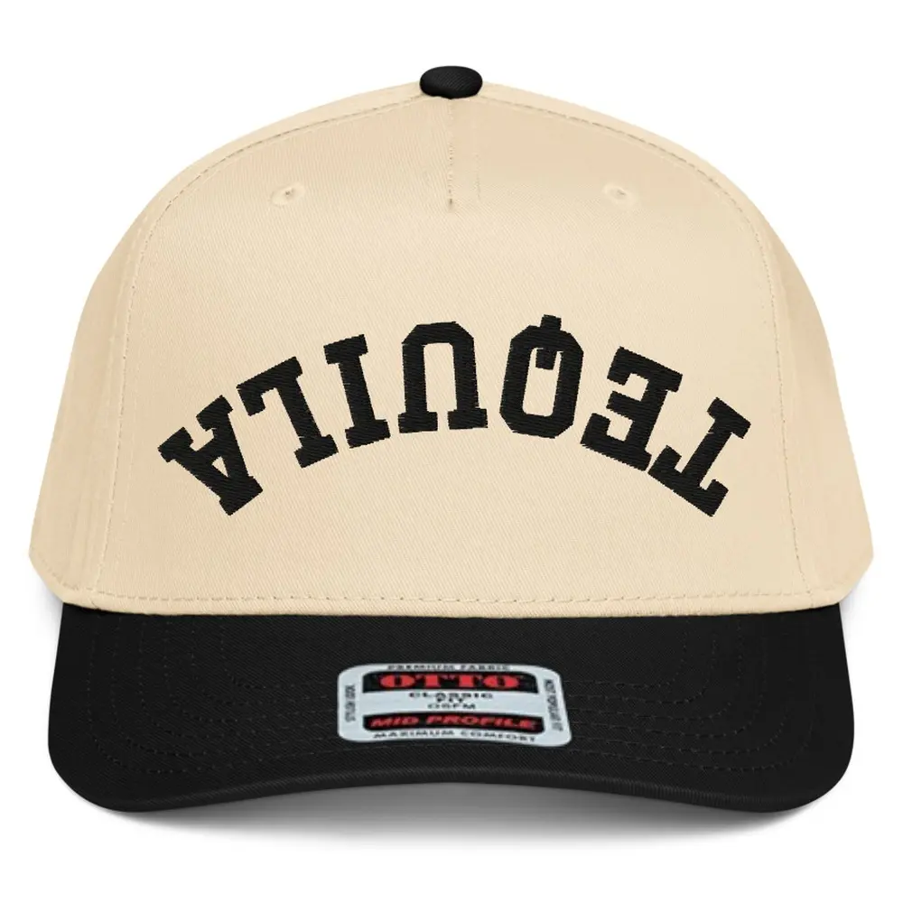 RIVEMUG NX1 Upside Down Tequila Embroidered 2 Tone Hat Mid Crown Curved Bill Snapback Gift Cap for Men and Women