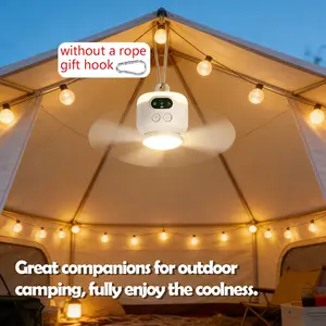 Mini charging white wireless fan light 27CM-8000mAh LED fan light, easy to carry, suitable for outdoor camping, portable, long battery life, fan light, Multifunctional Cooling Fan